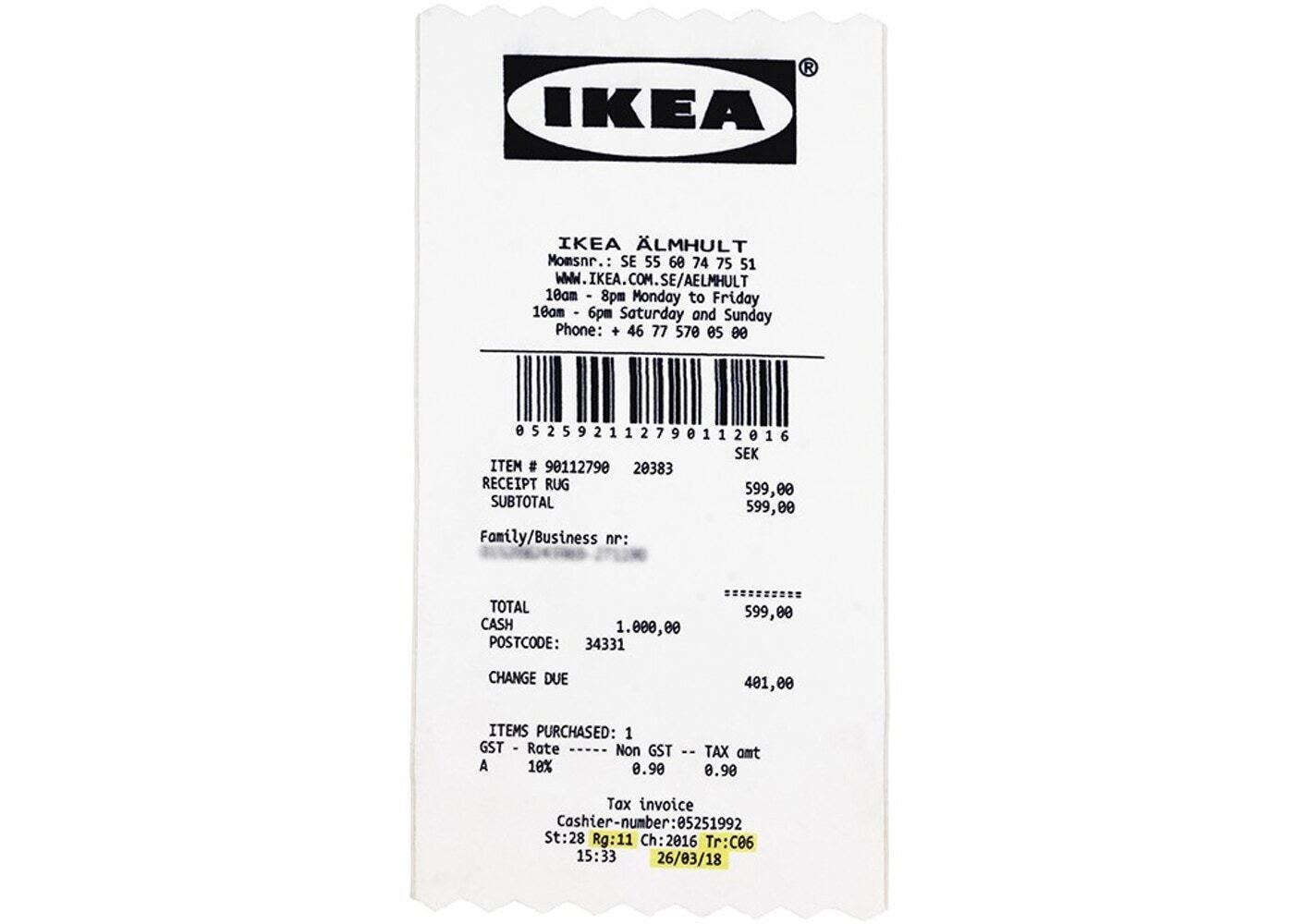 Receipt Rug - My Store