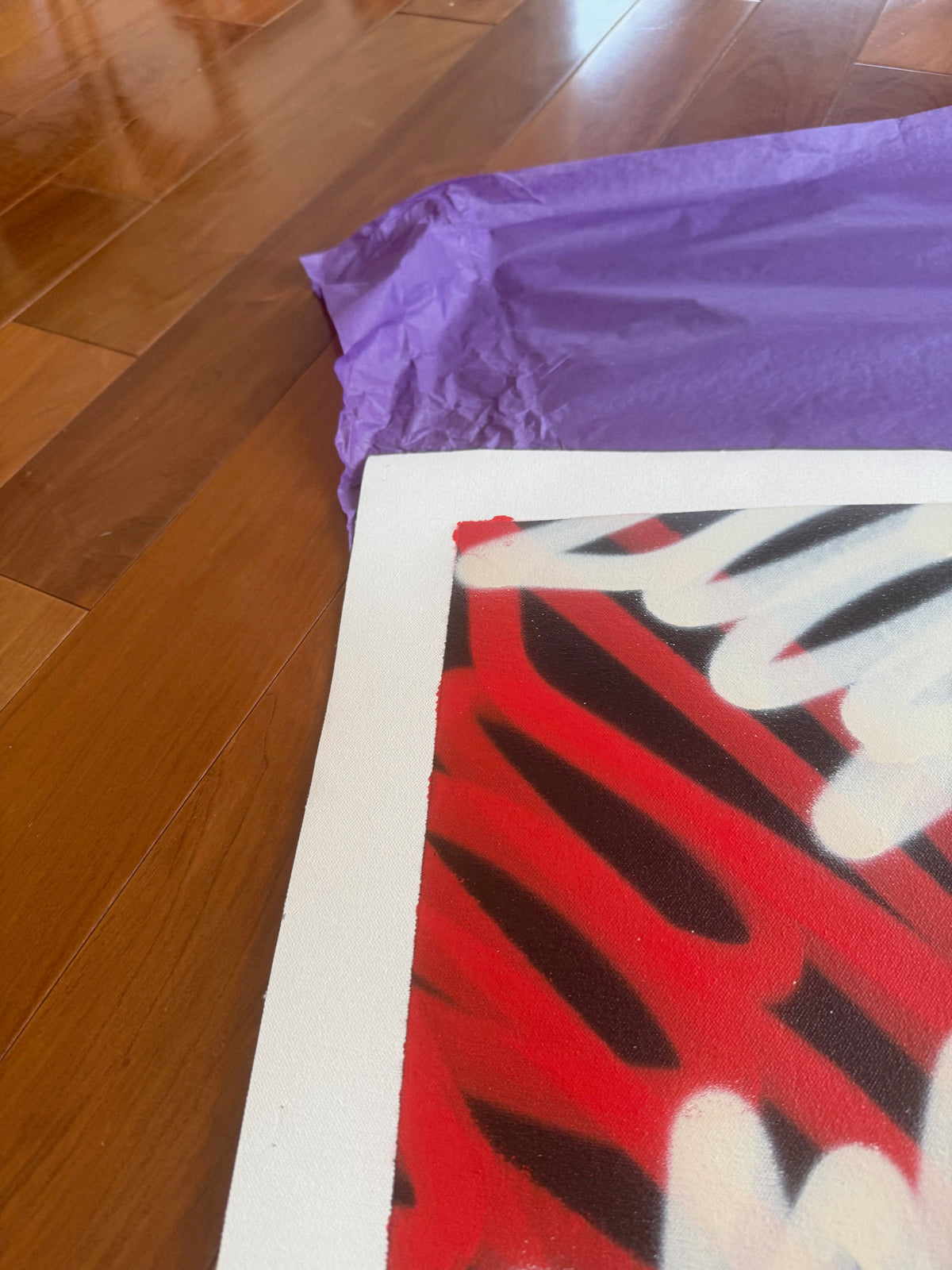 Original SEEN painting titled 11836, featuring abstract colorful brushstrokes on canvas.