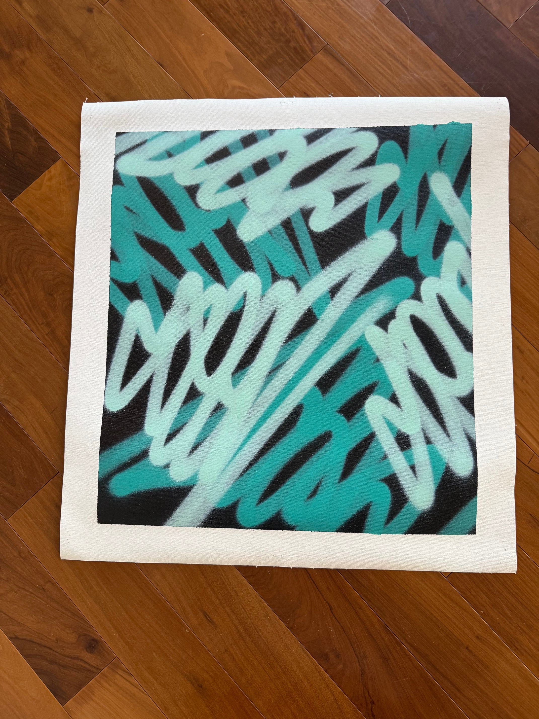 Original SEEN painting titled 11919, featuring vibrant abstract artwork with bold brushstrokes and rich colors.