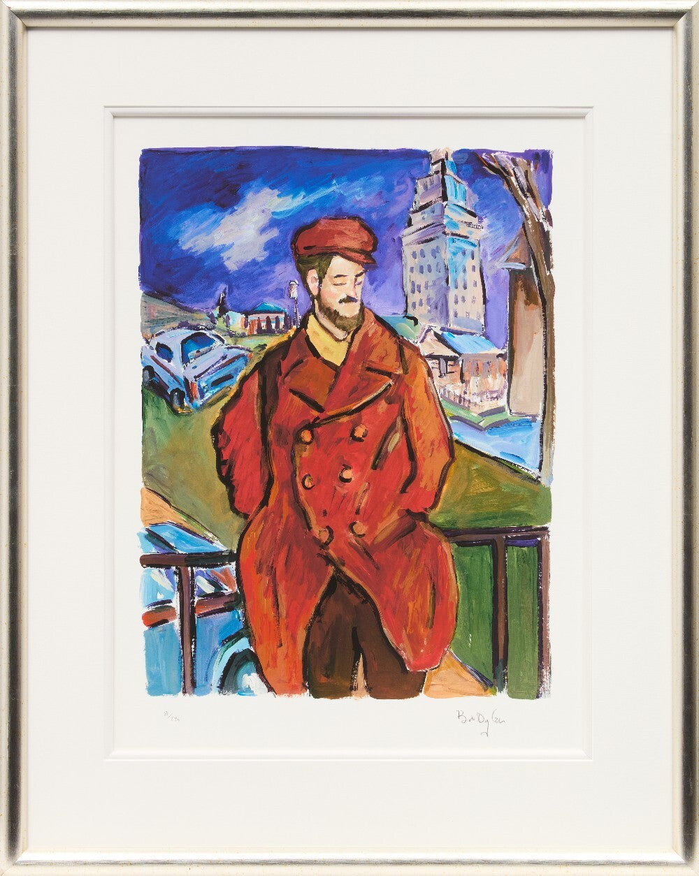 Bob Dylan, Man on a Bridge, 2018, shown in its frame