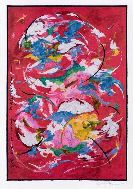 Hand-finished print artwork by Michaela Yearwood-Dan titled "Dream a Little Dream" featuring vibrant, artistic design.