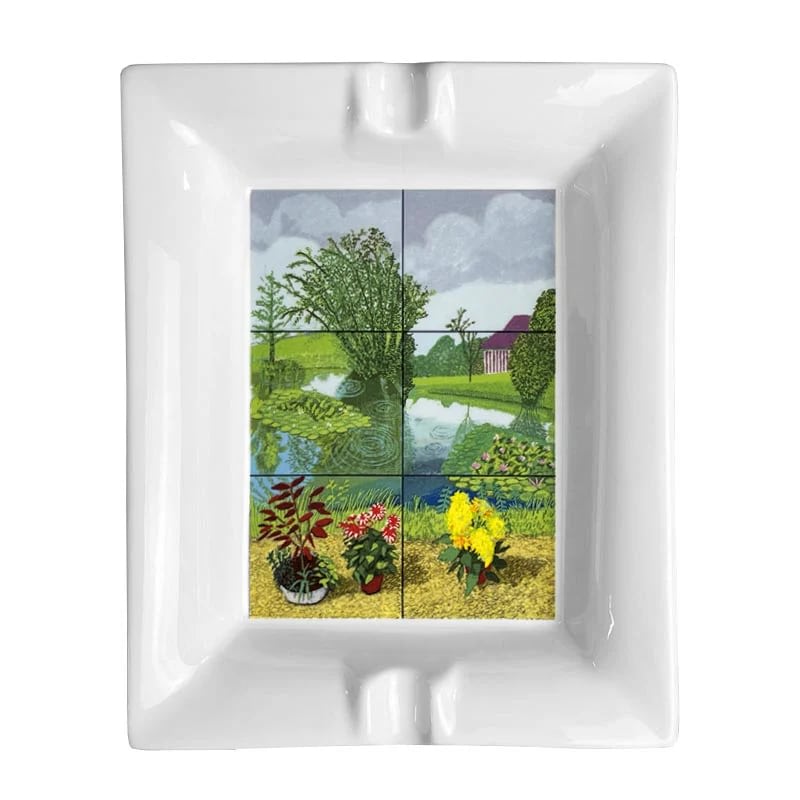 Water Lilies in the Pond with Pots of Flowers (ashtray) by David Hockney