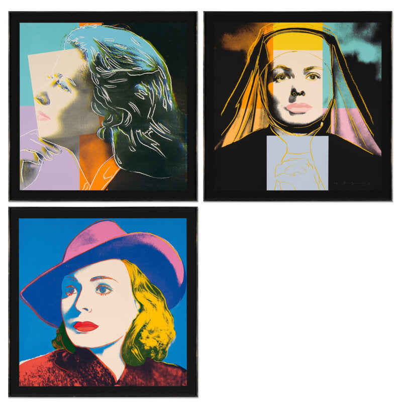 Andy Warhol Ingrid Bergman complete set of three screenprints, 1983