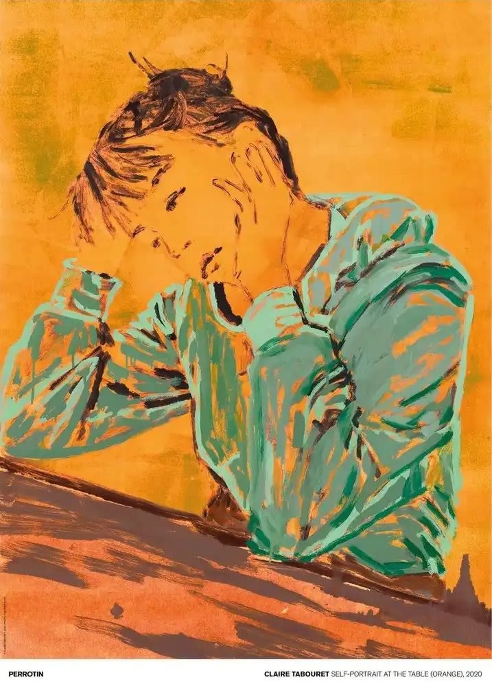 Self portrait at the Table (Orange - Signed) - My Store