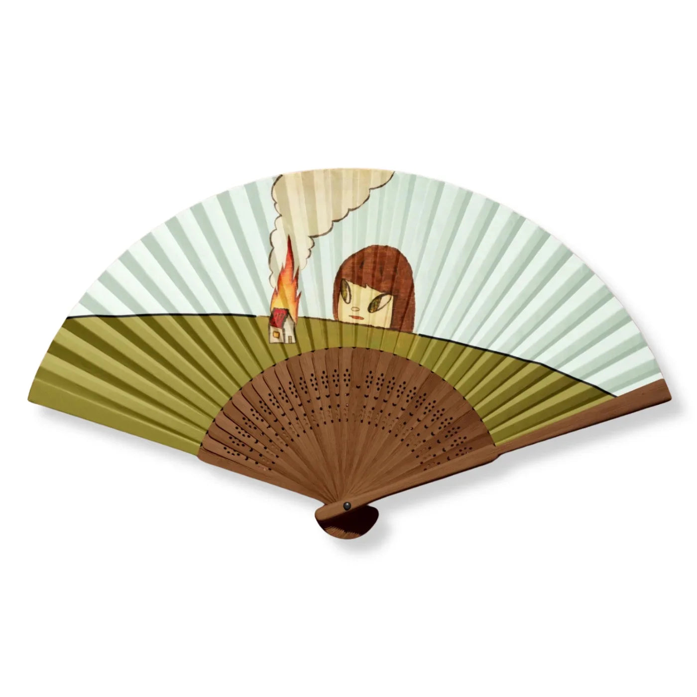 Yoshitomo Nara Fire 2025 bamboo fan collectible art sculpture featuring detailed design and vibrant colors.