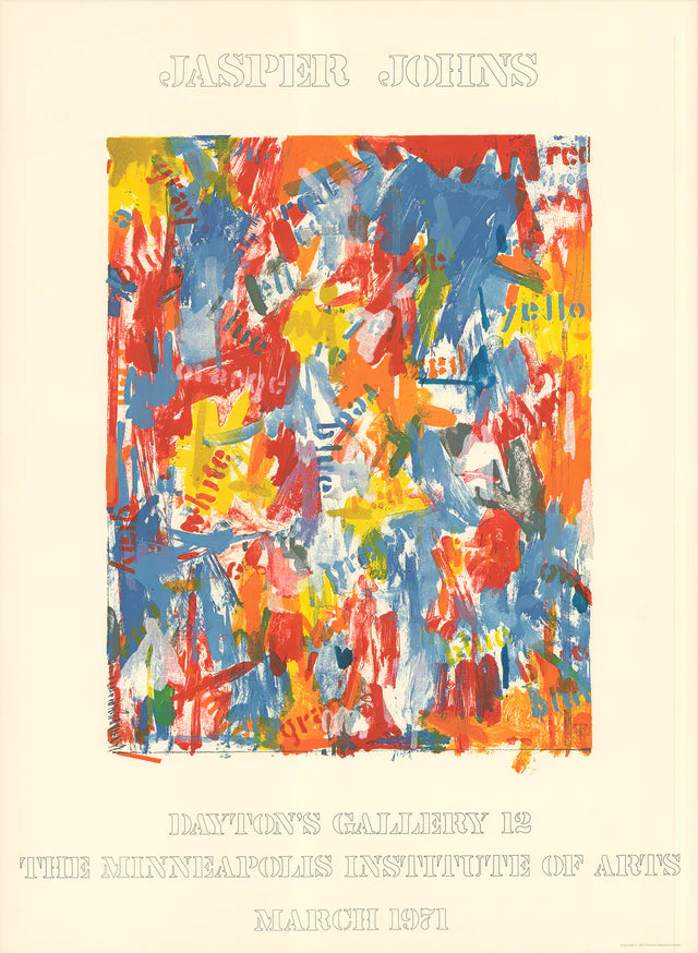 Jasper Johns Dayton's Gallery 12 art print featuring vibrant abstract shapes and bold colors on high-quality paper.