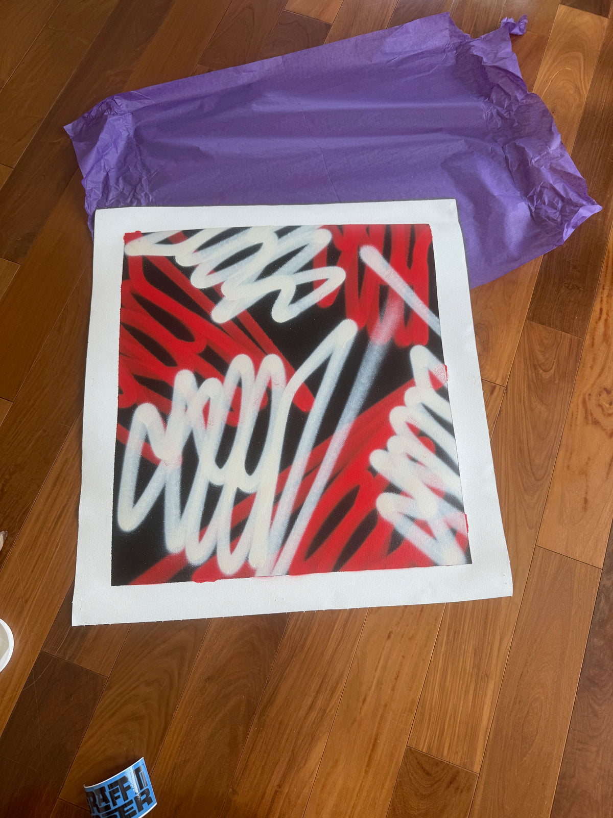 Original SEEN painting 11836 featuring vibrant abstract artwork on canvas with bold colors and textured brushstrokes.