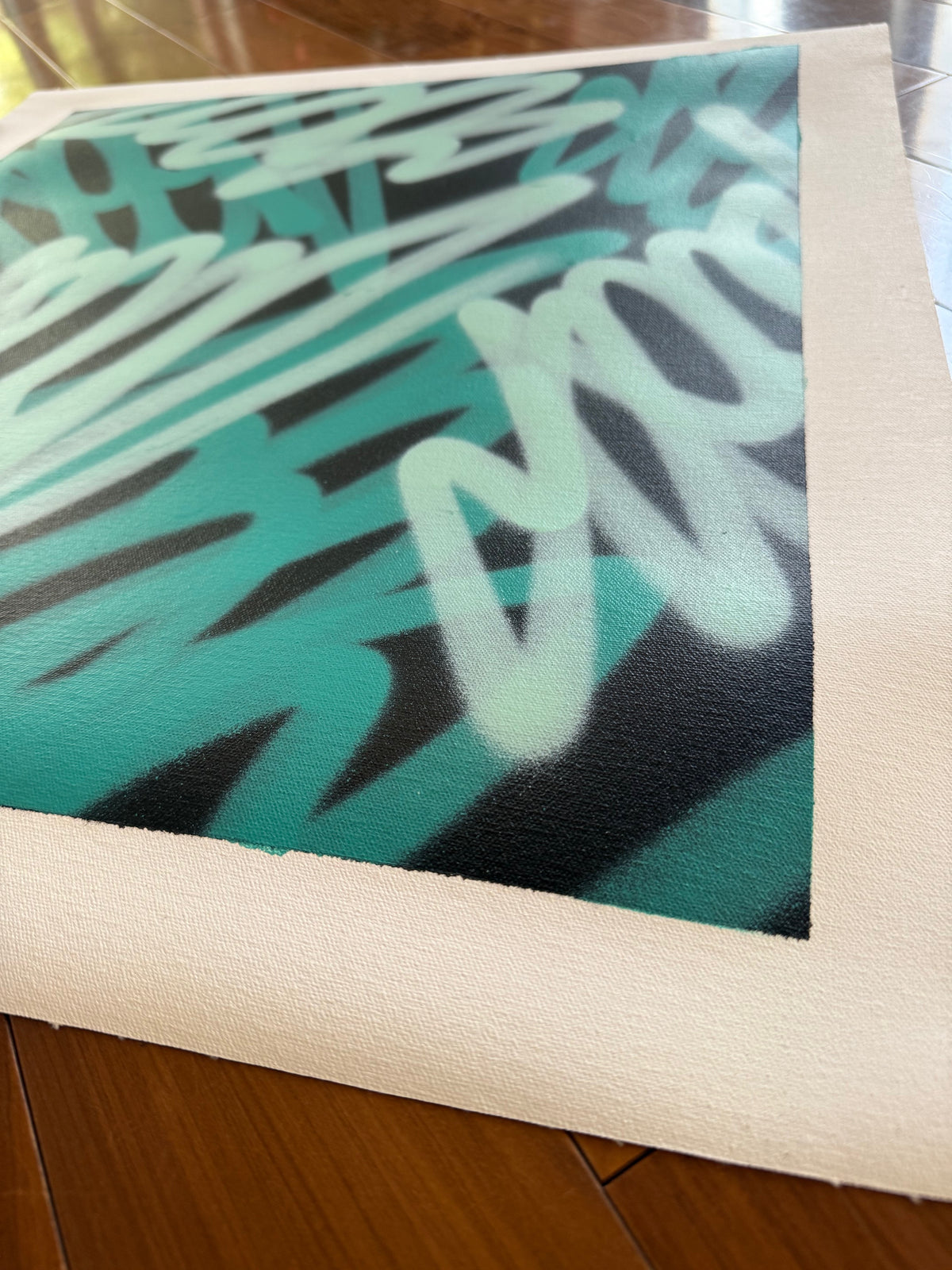 Original SEEN painting titled 11919 featuring vibrant abstract brushstrokes on canvas.