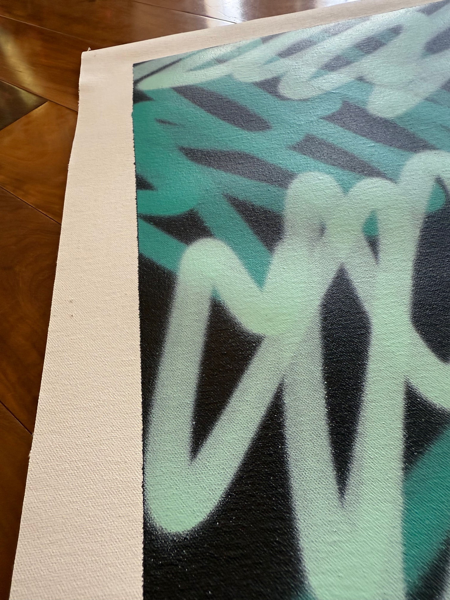 Original SEEN painting 11919 artwork featuring vibrant colors and abstract design, displayed on a white background.