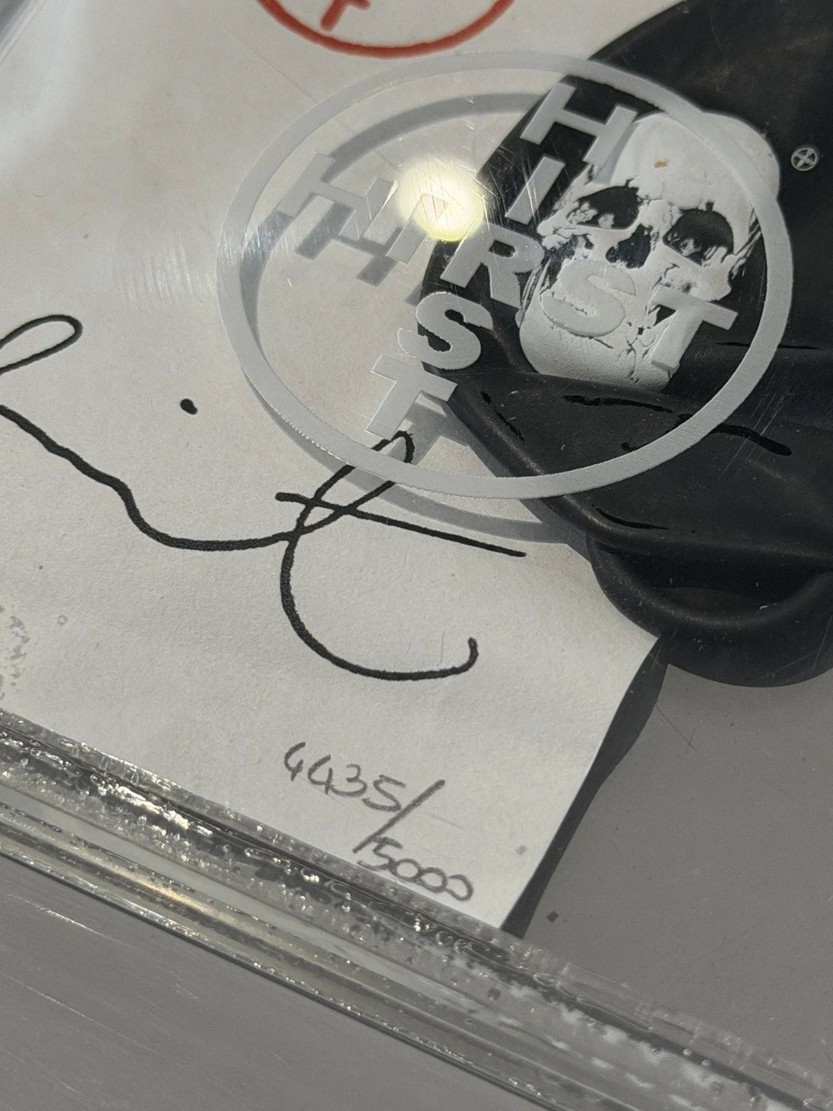 Damien Hirst, Untitled (Skull Balloon), detail of printed signature and edition number 4435/5000