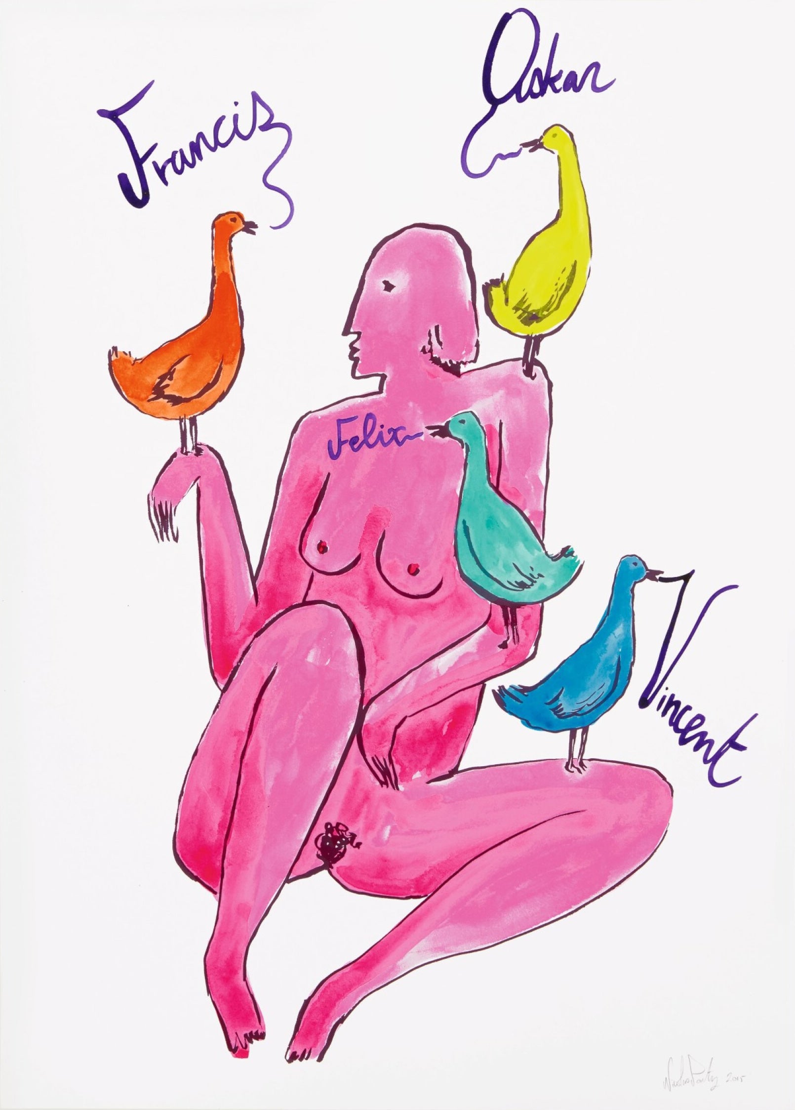Naked Woman With Birds