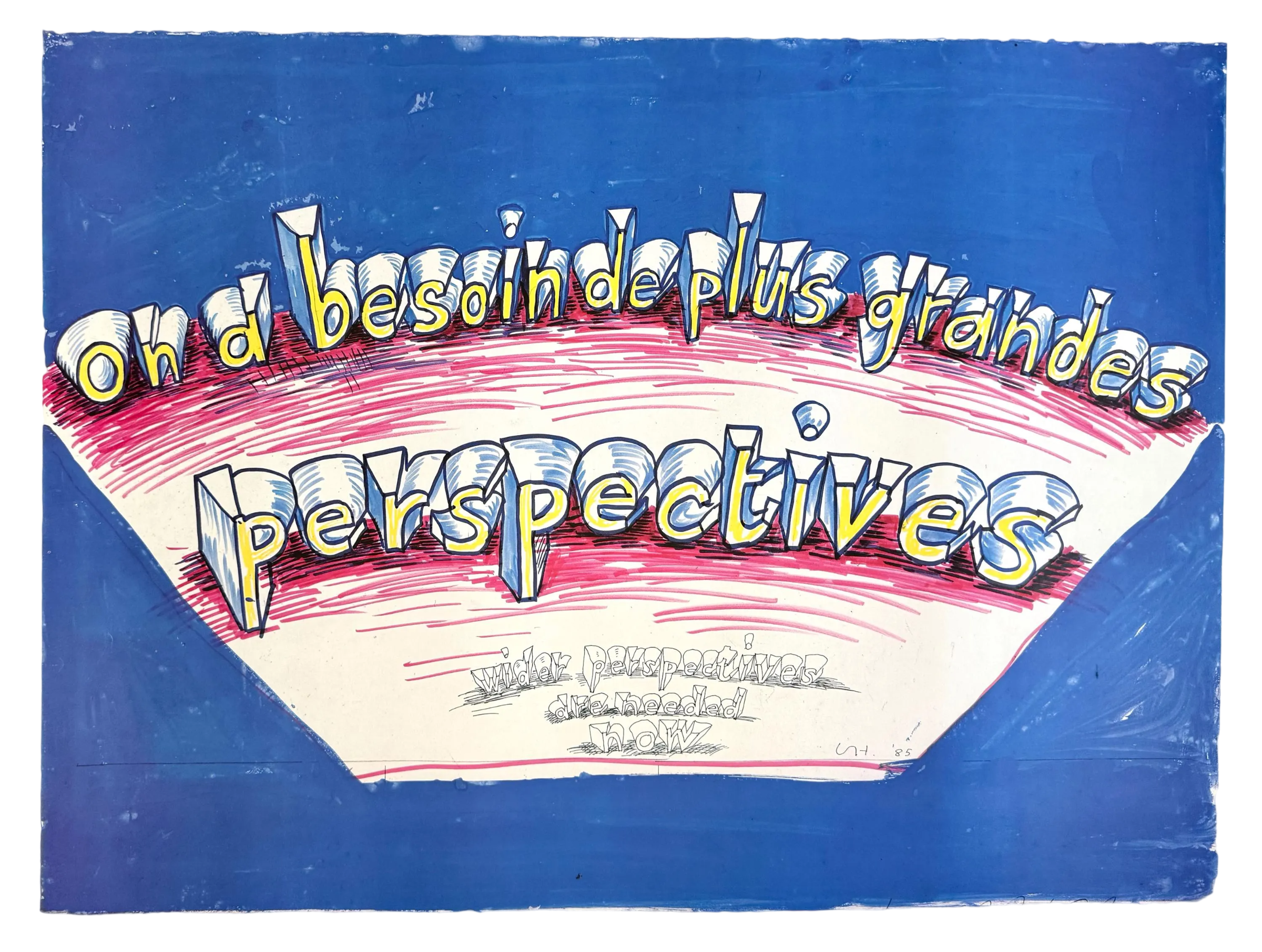 David Hockney lithograph titled "Rencontres International de la Photographie, Arles 1985" featuring vibrant abstract artwork.