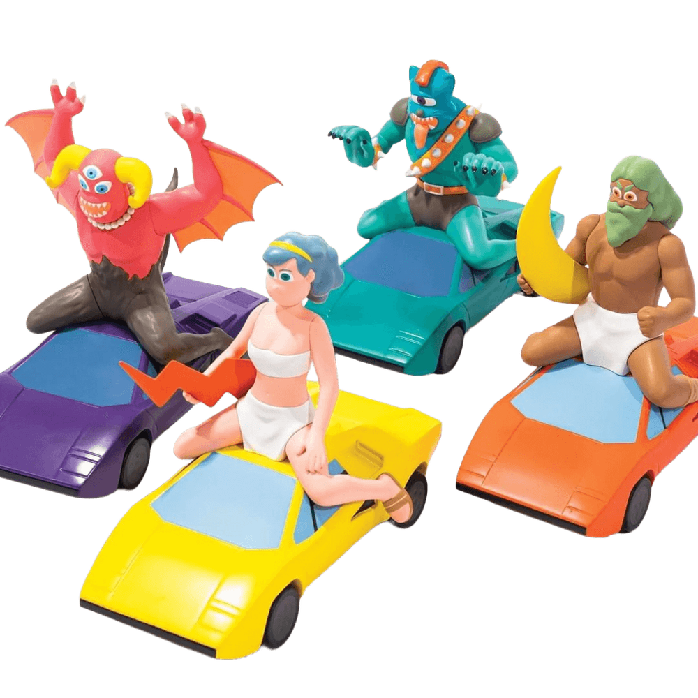 Jun Oson, The Gods Race, complete set of four vinyl collectibles, 2021